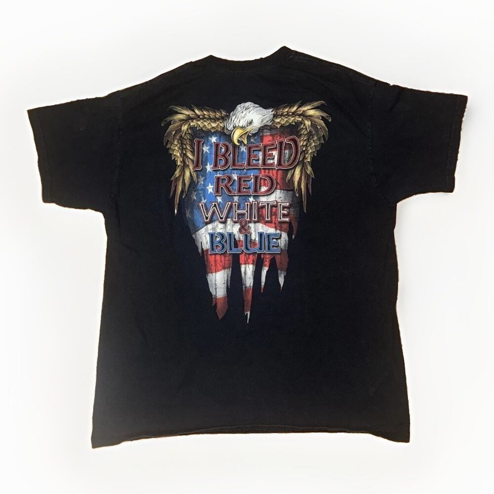 Cowboy Up Bald Eagle Graphic T-Shirt Large 21x27 USA